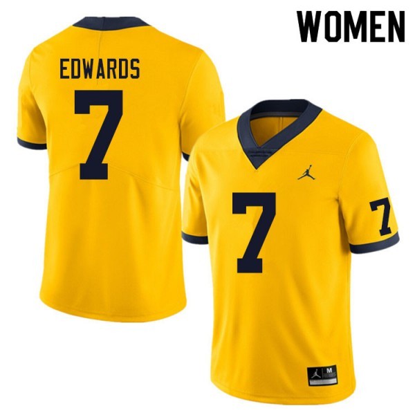 Michigan #7 Women's Donovan Edwards Jersey Yellow Football